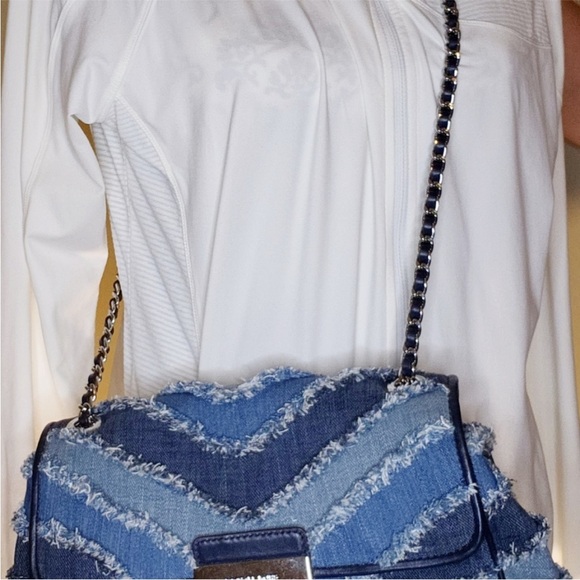 MICHAEL Michael Kors **EUC** Sloan Denim Large Chain Shoulder Bag, Multi Blue - Picture 3 of 10